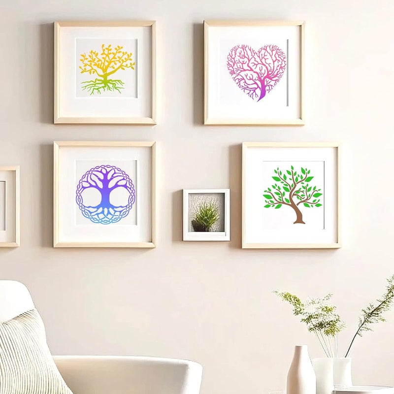 Resflyar 16 PCS 6 x 6 Inch Tree of Life Stencils, Plant Reusable Plastic Paint Templates for Painting on Wood, Trees Stencils Set for Rock Canvas Drawing Art Fabric Tile Home DIY Craft Decoration - Image 3